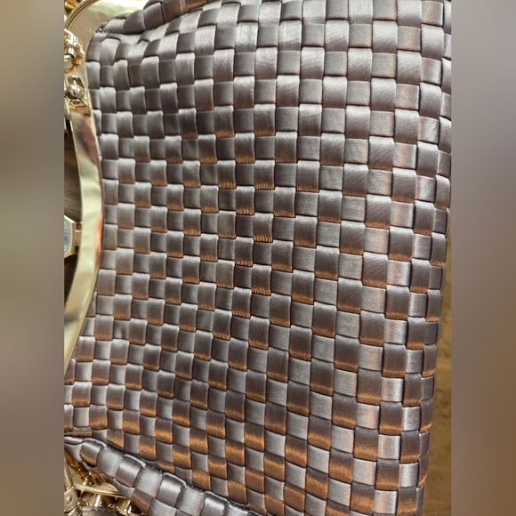 Floral, Studs, Woven & Jewels! Awesome Unique Embellished Taupe Handbag - Picture 7 of 8